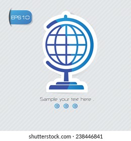 Global symbol,sticker design,blue version,clean vector