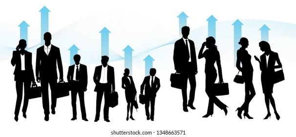 Global Team, Business People - Set of Vector Silhouettes