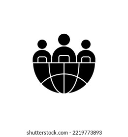 Globales Team-Icon glyph Stil Design. Globale Team-Vektorgrafik. einzeln auf weißem Hintergrund.
