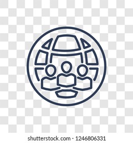 global team icon. Trendy linear global team logo concept on transparent background from General  collection