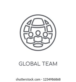 global team linear icon. Modern outline global team logo concept on white background from General collection. Suitable for use on web apps, mobile apps and print media.