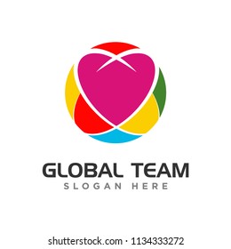 GLOBAL TEAM, TEAM WORK LOGO DESIGN TEMPLATE