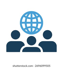 Ícone de trabalho em equipe e colaboração global representando conexões de negócios internacionais