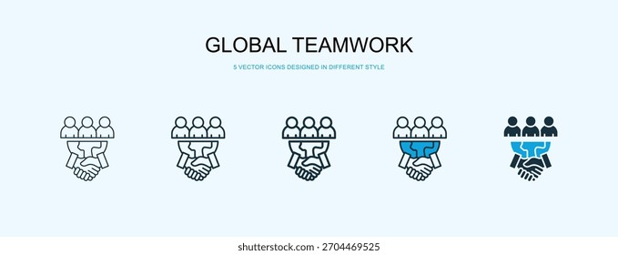 Icono de trabajo en equipo global Ilustración vectorial de estilo diferente
