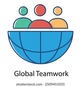 Icono de trabajo en equipo global con trazo editable.