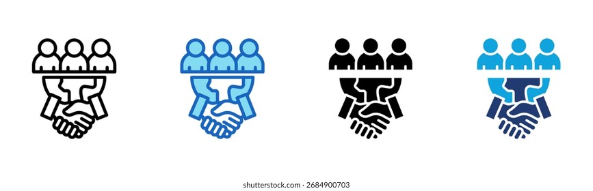 Ícone de Trabalho em equipe global Ilustração de vetor de vários estilos