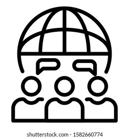 Global teamwork icon. Outline global teamwork vector icon for web design isolated on white background