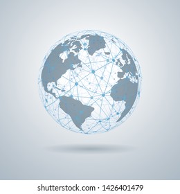 Global tech concept, Network connection, 3D Globes with World Maps – stock vector