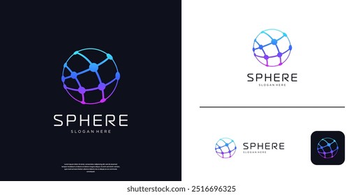 Global tech logo. Abstract dot connection logo template. Modern elements with circle symbol.