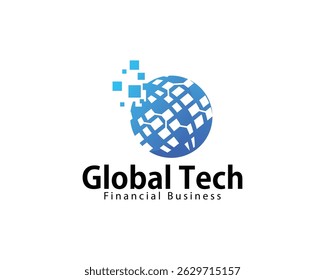 global tech logo creative digital connect pixel network