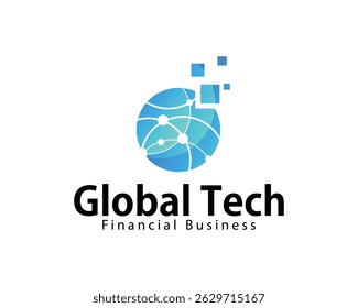 global tech logo creative digital connect pixel network business