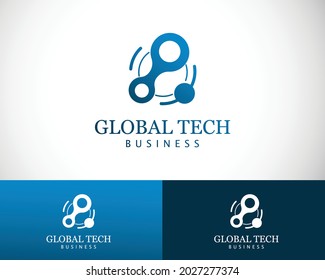 Global Tech Logo Creative Icon Sign Symbol Science Lab Molecule Connect