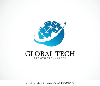 Global tech logo creative science molecule smart connect network design concept