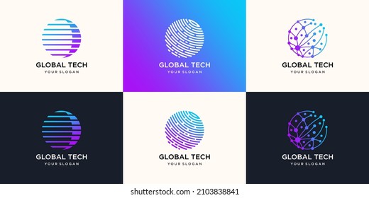 Global tech logo design illustration