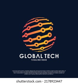 Diseño de logotipo de tecnología global Vector Premium