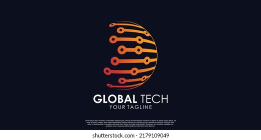 Global tech logo design Premium Vector