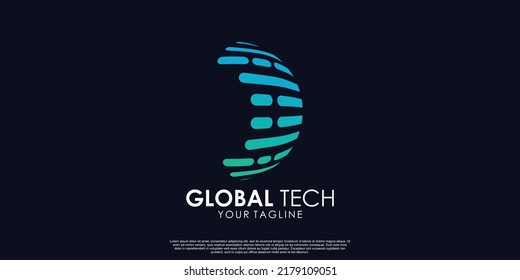 Global tech logo design Premium Vector