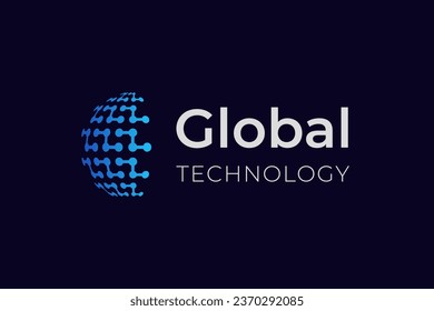 Global tech logo icon design. abstract sphere with dot symbol for future technology vector logo illustration