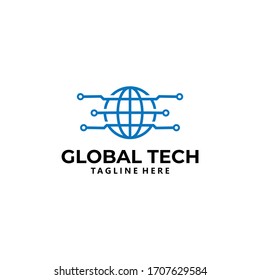 global tech logo icon vector isolated