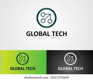 global tech logo with technology and global symbols