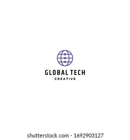 Diseño de plantilla de logotipo de tecnología global en ilustración vectorial 