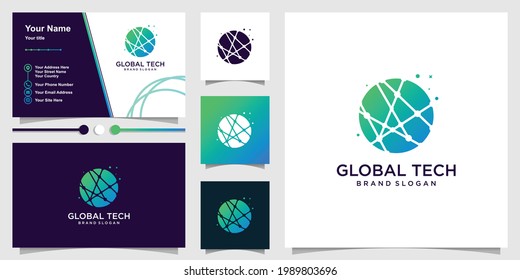 Global tech logo template with modern creative concept Premium Vector