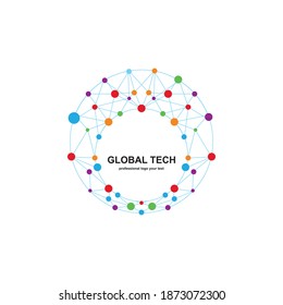 Ilustración vectorial de diseño de icono de red tecnológica global
