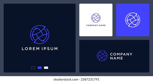 Global tech orbit logo template