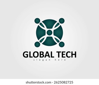 global tech vector logo design illustration for company
