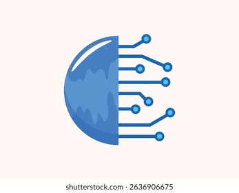 Global techno icon vector design illustration in a modern, minimal style. Ideal for representing worldwide technology, digital innovation, global connectivity, and tech networks.