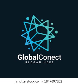 Global techno logo template illustration
