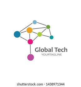 global technolgy logo icon vector illustration design template