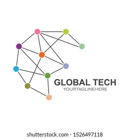 global technolgy logo icon vector illustration design template