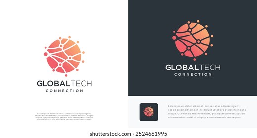 Global technology Abstract dot connection logo template. Modern logo with circle symbol.	