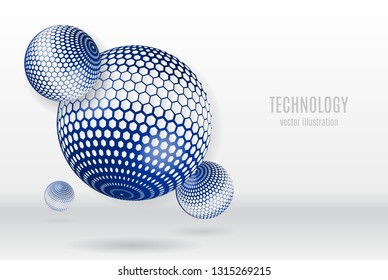 Global technology background.  Hi-tech business vector illustration. Blue planet icon.