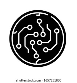 Icono negro de tecnología global, ilustración conceptual, símbolo plano vectorial, signo de glifo.