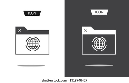 Global technology in browser vector icon, Holding globe, social network vector icon.