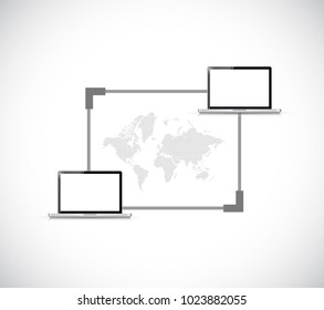 global technology connection concept network. illustration design graphic isolated over white
