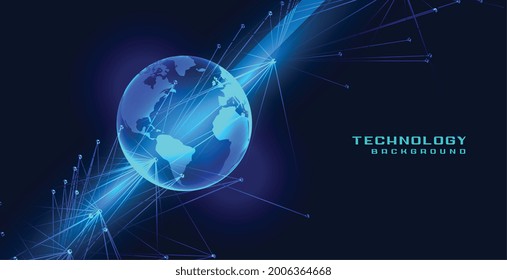 global technology earth concept with network lines