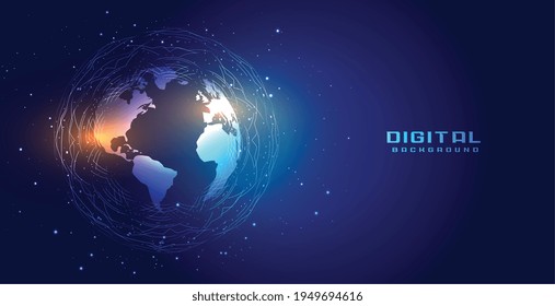 global technology earth network connection background