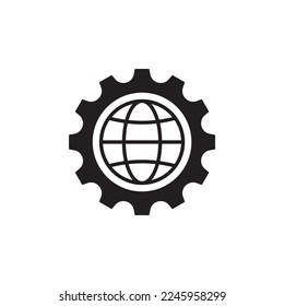 Global technology gear icon vector