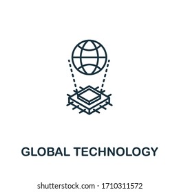 Global Technology icon from artificial intelligence collection. Simple line Global Technology icon for templates, web design and infographics
