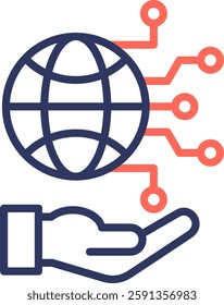 Global Technology Icon Line Color Vector Illustration