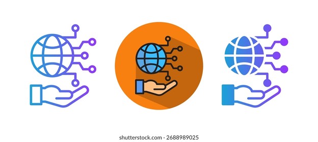 Global Technology Icon Multiple Vector Illustration