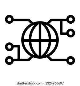 global technology icon, outline black style