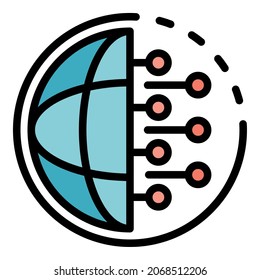 Global technology icon. Outline global technology vector icon color flat isolated