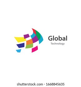 Global technology ilustration logo vector template