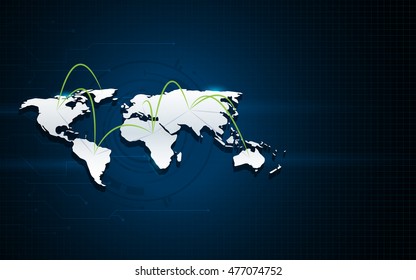 global technology innovation concept world map digital design background