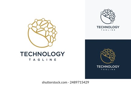 Diseño de logo inspiracional de tecnología global. ícono de idea global creativa digital.	
