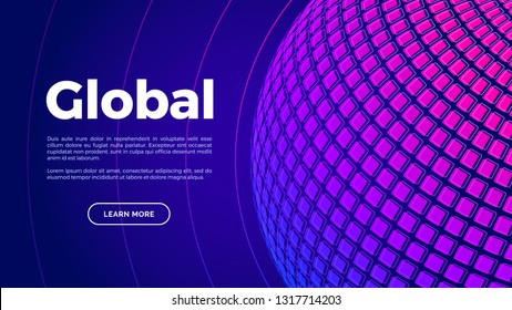 Global technology landing page, Globe abstract symbol background, vector illustration